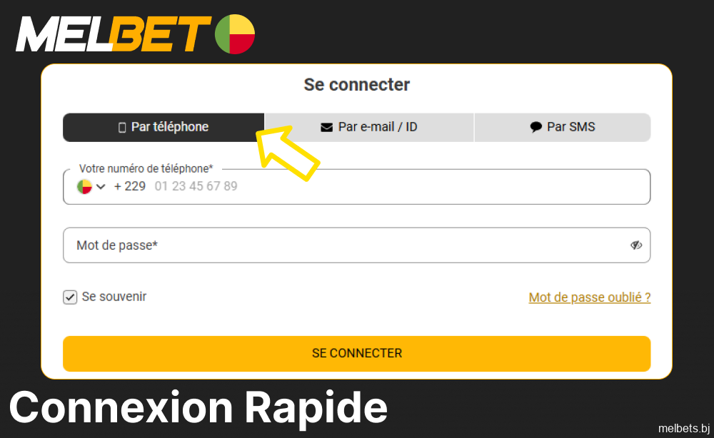 Instructions pour se connecter sur Melbet pour les joueurs du Bénin