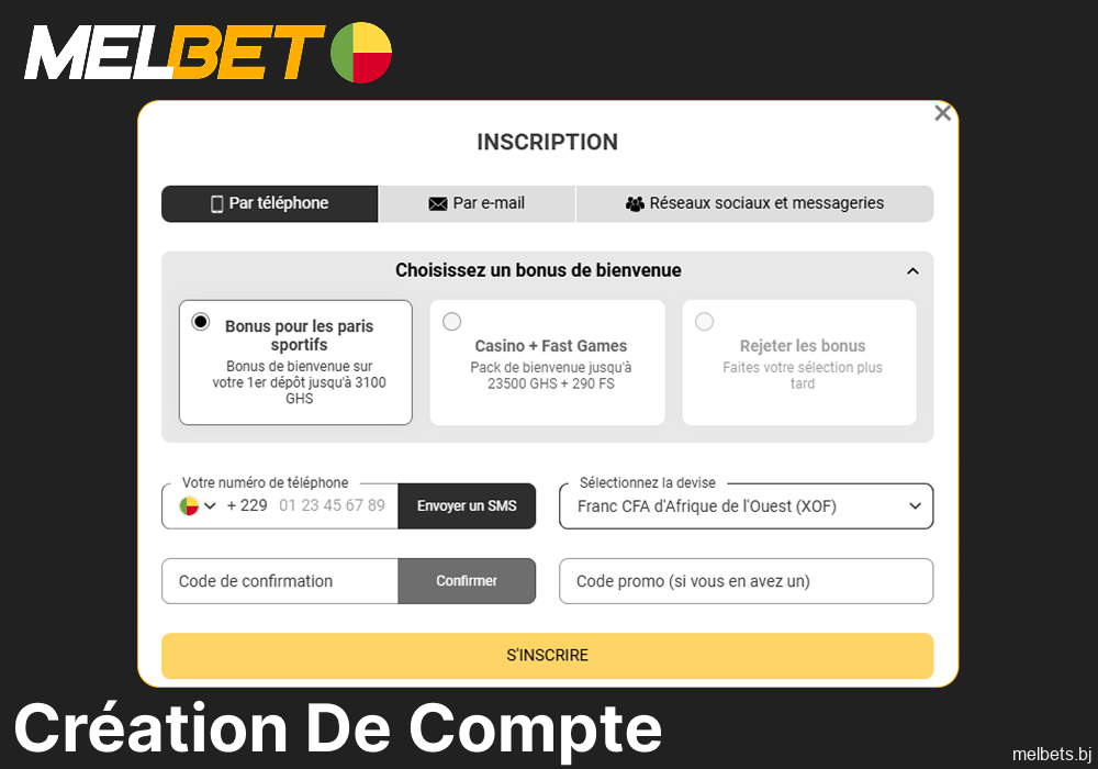 Guide sur la création d'un compte sur Melbet casino pour les joueurs du Bénin
