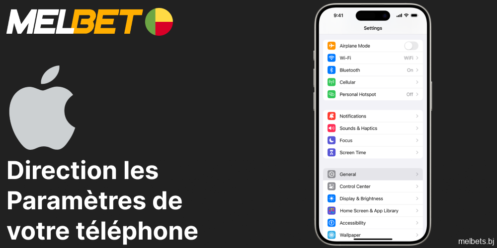 Allez dans les paramètres de votre téléphone pour installer l'application Melbet