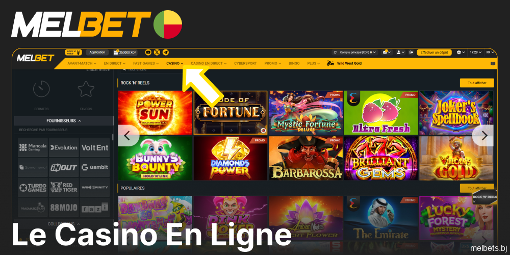 Jeux de casino disponibles sur le casino Melbet au Bénin