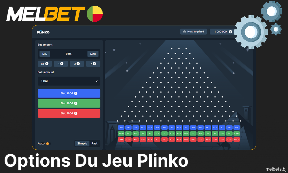 Les options et fonctions du jeu Plinko sur Melbet Bénin