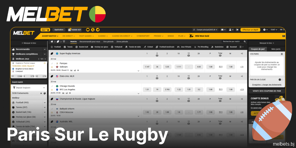 Les options de paris sur le rugby disponibles sur Melbet pour les parieurs du Bénin
