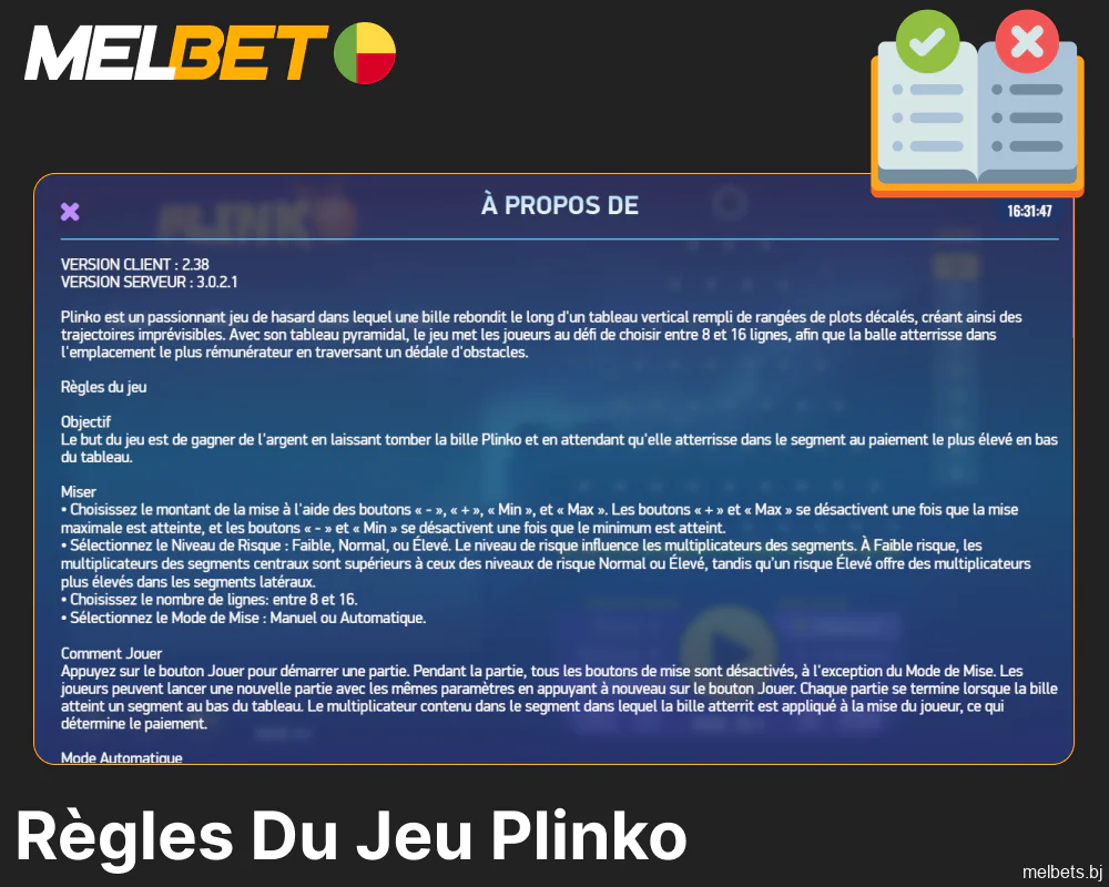 Les principales règles du jeu Plinko sur Melbet pour les joueurs du Bénin