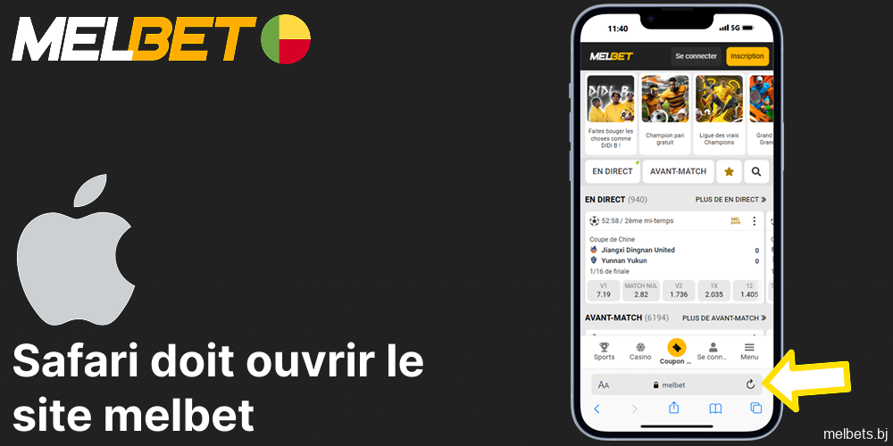 Safari doit ouvrir le site Melbet