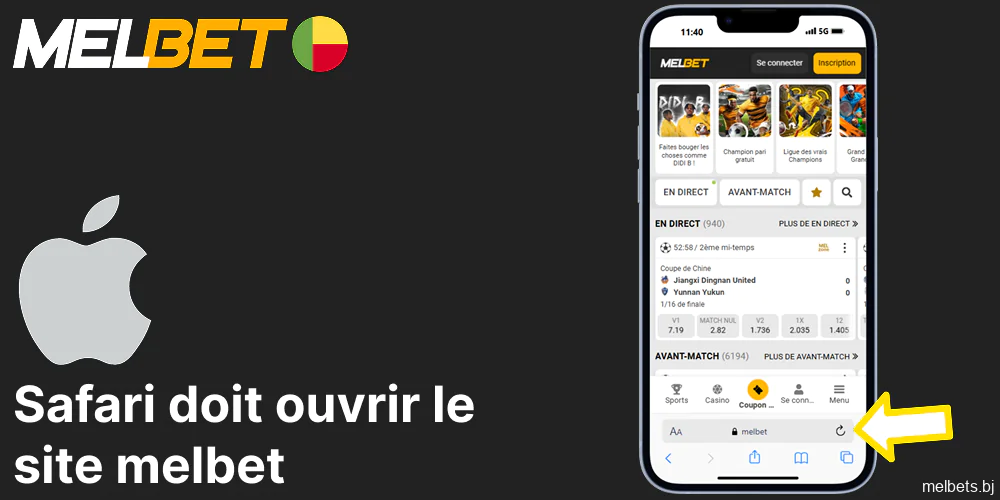 Safari doit ouvrir le site Melbet
